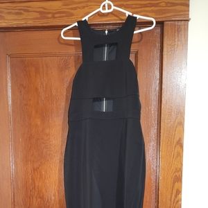 Long gown black dress express size 6 women's elegant cut out wedding guest